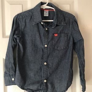 Toddler boys denim long sleeve collared shirt
